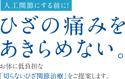 お体に低負担な「切らないひざ関節治療」をご提案