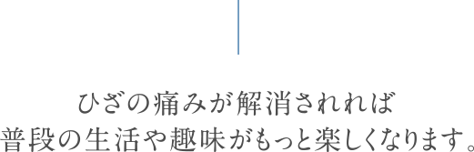 ひざの痛みが解消されれば普段の生活や趣味がもっと楽しくなります。